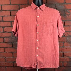 Tasso Elba Island Mens Medium Silk Linen Button-Down Shirt – Resort, Classic